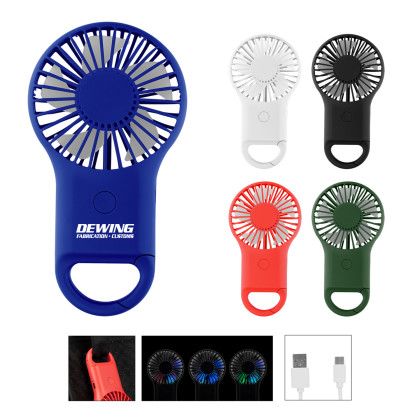 Custom Rechargeable Handheld Fan With Carabiner 2.0 - All color