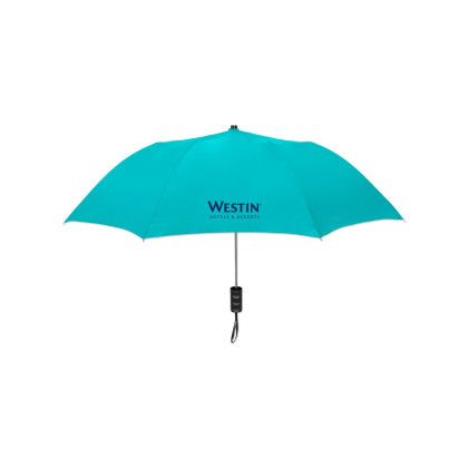 Custom Elite Compact Folding Umbrella- Solid Colors - Teal