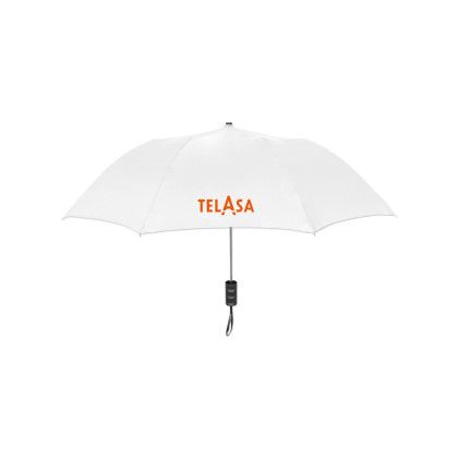 Custom Elite Compact Folding Umbrella- Solid Colors - White