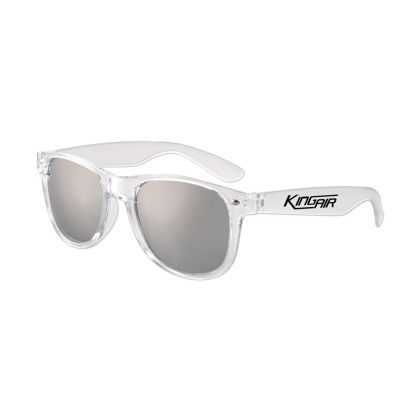 Custom Clear Iconic Frame Mirror Lens Sunglasses - Silver