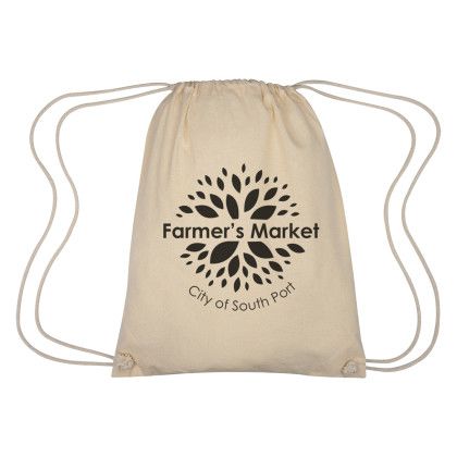 Custom  Cooper Cotton Drawstring Bag - Natural
