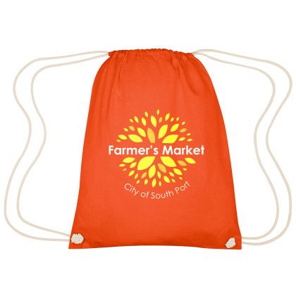 Custom  Cooper Cotton Drawstring Bag - Orange