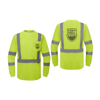 Custom Class 3 Long Sleeve Safety T-Shirt - Neon green
