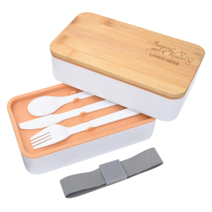 Custom Nursing Is A Work Of Heart Stackable Bento Lunch Box - White with gray strap 