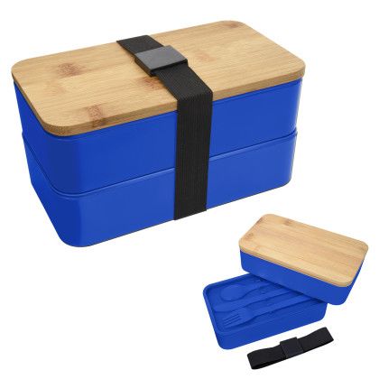 Custom Nursing Is A Work Of Heart Stackable Bento Lunch Box - Blue with black strap 