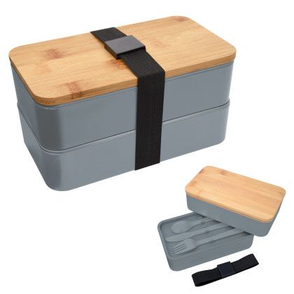 Custom Nursing Is A Work Of Heart Stackable Bento Lunch Box - Gray with black strap 