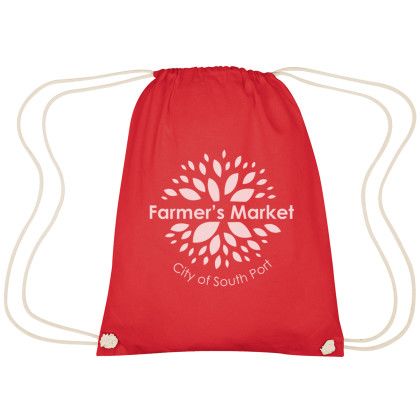 Custom  Cooper Cotton Drawstring Bag - Red