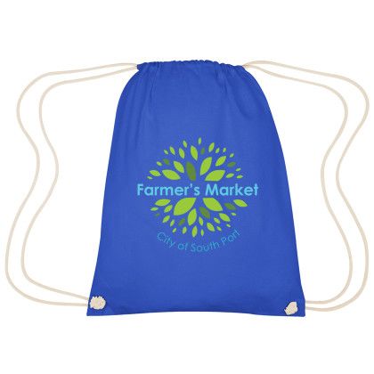 Custom  Cooper Cotton Drawstring Bag - Royal blue