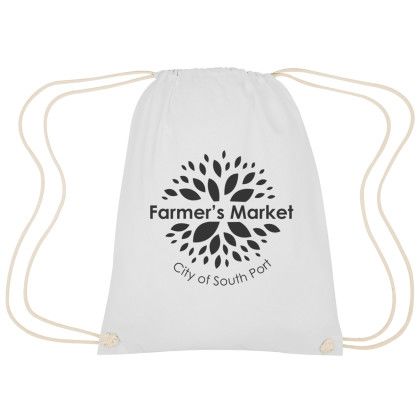Custom  Cooper Cotton Drawstring Bag - White