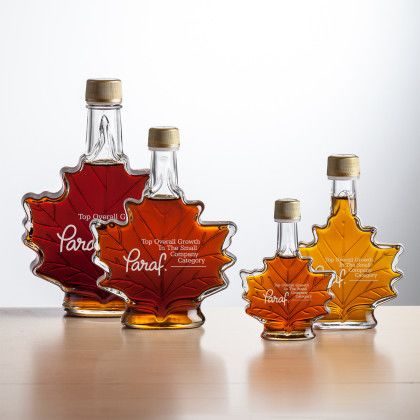 Custom Maple Syrup Glass Bottle 100 ml - Maple Leaf - Deep Etch