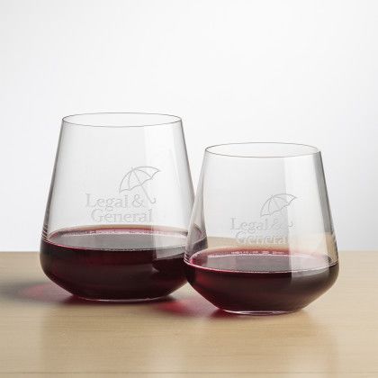 Custom Cannes Stemless Wine Glass 13.5 oz - Deep Etch - Clear