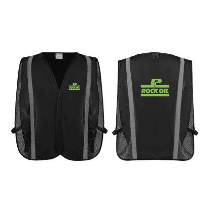 Custom Poly Mesh Non-ANSI Safety Vest -  Black