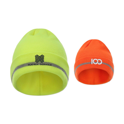 Custom 12" Folded Safety Beanie with Reflective Threads  - All Colors 