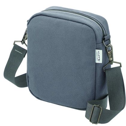 Custom Moop Wayfinder Crossbody Tote - Navy Side View Custom Moop Wayfinder Crossbody Tote - Navy Side View