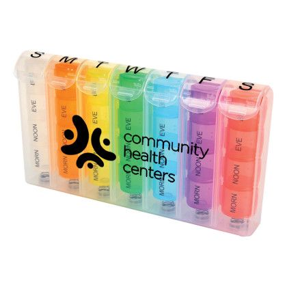 Custom Rainbow Pop-Up Weekly Pill Box - Clear