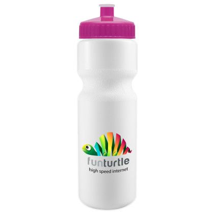Custom Journey Bike Bottle - 28 oz. - White with Hot Pink Lid 