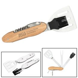 Custom 5 Piece BBQ Multi-Tool Spatula Fork Brush