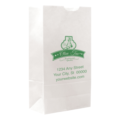 Custom One Color 1-Sided SOS White Paper Bags - 4.25" x 8.1875" x 2.375" Custom One Color 1-Sided SOS White Paper Bags - 4.25" x 8.1875" x 2.375"