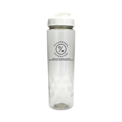 Custom 24 oz. Recycled PET Bottle with Flip Top Cap, Full Color Digital - Recycled Clear