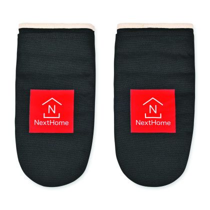 Custom La Cuisine Recycled Cotton Oven Mitt Set - AWARE - Black