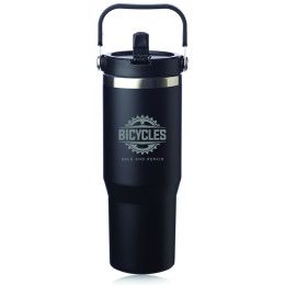 Custom 30 oz. Bronx Stainless Travel Mug with Carrying Handle - Black