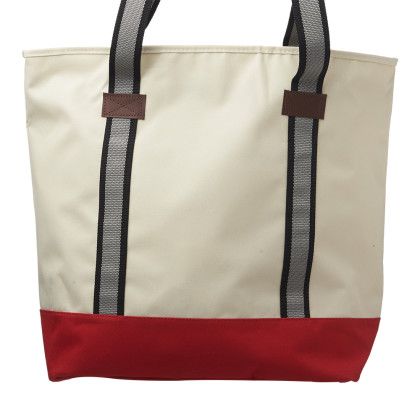 Custom Large Sea Coast Polyester Tote Bags - Red Back View Custom Large Sea Coast Polyester Tote Bags - Red Back View