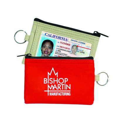 Custom Coin Pouch With Id Window & Split Ring - Red