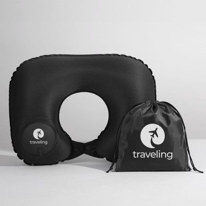 Custom Airie Inflatable Travel Neck Pillow - Black Custom Airie Inflatable Travel Neck Pillow - Black