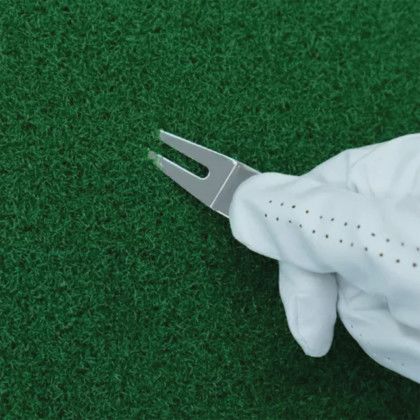 Custom Steel Golf Divot Fixer Repair Tool - Silver Lifestyle View Custom Steel Golf Divot Fixer Repair Tool - Silver Lifestyle View