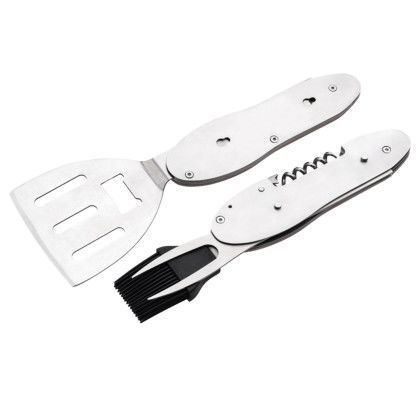 Custom 5 Piece BBQ Multi-Tool Spatula Fork Brush - Back view