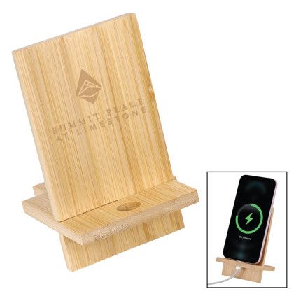 Custom Deluxe Bamboo Phone Holder & Stand - Bamboo