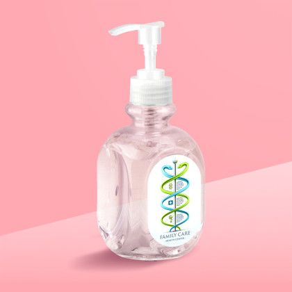 Custom 10 oz. Hand Sanitizer Gel - Clear with White Lifestyle View Custom 10 oz. Hand Sanitizer Gel - Clear with White Lifestyle View