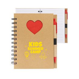 Custom Paper Notebook with Die Cut Heart Shape - Natural Custom Paper Notebook with Die Cut Heart Shape - Natural