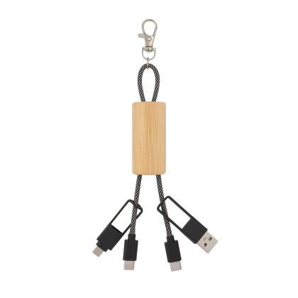 Custom Bamboo Concealer Cable Key Tag - Black separate view