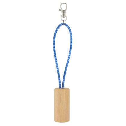 Custom Bamboo Concealer Cable Key Tag - Royal blue - Close view