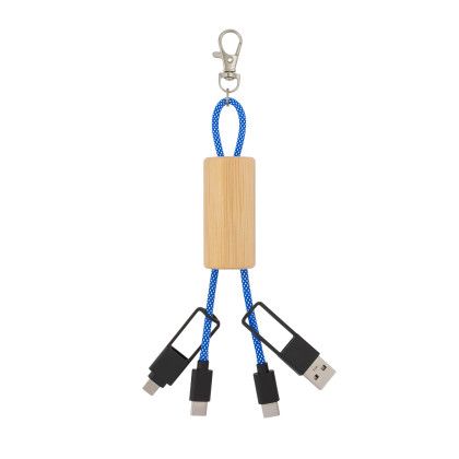 Custom Bamboo Concealer Cable Key Tag - Royal blue - Separate view