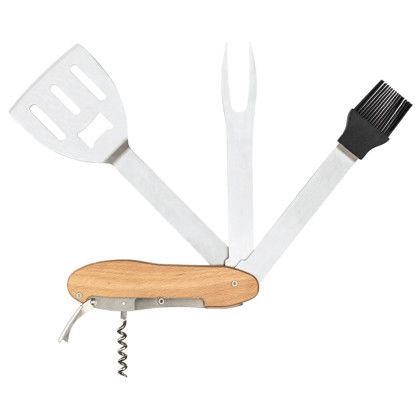 Custom 5 Piece BBQ Multi-Tool Spatula Fork Brush - Tools view