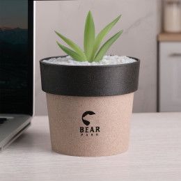 Custom Regen Eco Planting Pot - Natural with black
