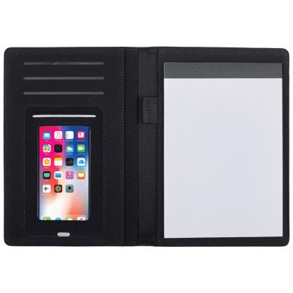 Custom Lightweight Padfolio with Smartphone Sleeve and Notepad - Open view