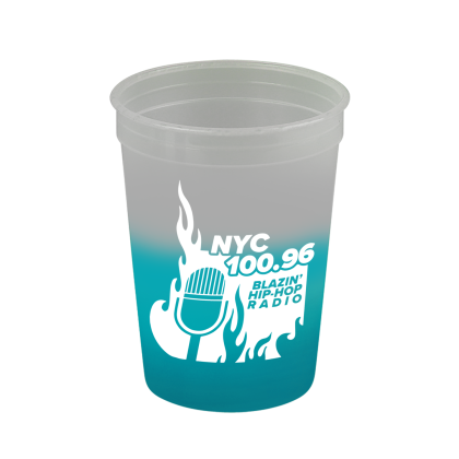 Imprinted Cool Color 12 oz Change Cup with Logo Frost to Teal