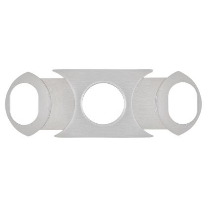 Custom Magnifico Lux 64 Gauge Dual Blade Cigar Cutter - Silver Open view Custom Magnifico Lux 64 Gauge Dual Blade Cigar Cutter - Silver Open view