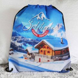 Custom Sublimated Non-Woven Drawstring Backpack - Black