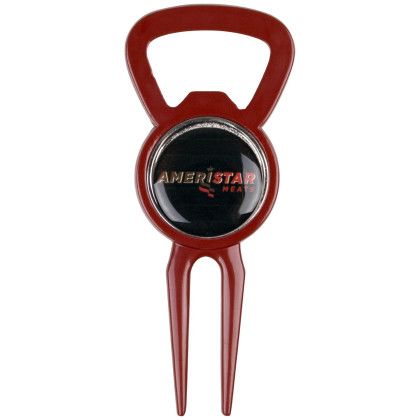 Custom Bottle Opener Tool With Ball Marker - Red