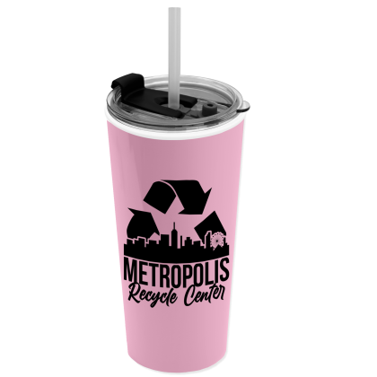 The Roadmaster Custom 18 oz. Travel Tumbler 2-in-1 Flip - Straw Hole Lid - Awareness Pink The Roadmaster Custom 18 oz. Travel Tumbler 2-in-1 Flip - Straw Hole Lid - Awareness Pink