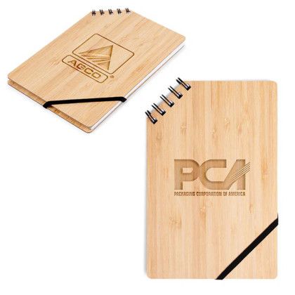 Custom A5 Corner Spiral Bound Journal Book with Bamboo Custom A5 Corner Spiral Bound Journal Book with Bamboo