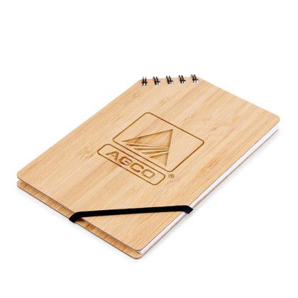 Custom A5 Corner Spiral Bound Journal Book with Bamboo - Side view Custom A5 Corner Spiral Bound Journal Book with Bamboo - Side view