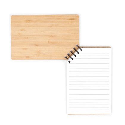 Custom A5 Corner Spiral Bound Journal Book with Bamboo - Full Open view Custom A5 Corner Spiral Bound Journal Book with Bamboo - Full Open view