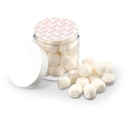 Custom 4 oz. Jar of After Dinner Mints - White open view Custom 4 oz. Jar of After Dinner Mints - White open view