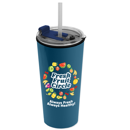The Roadmaster Custom 18 oz. Travel Tumbler 2-in-1 Flip - Straw Hole Lid - Steel Blue The Roadmaster Custom 18 oz. Travel Tumbler 2-in-1 Flip - Straw Hole Lid - Steel Blue