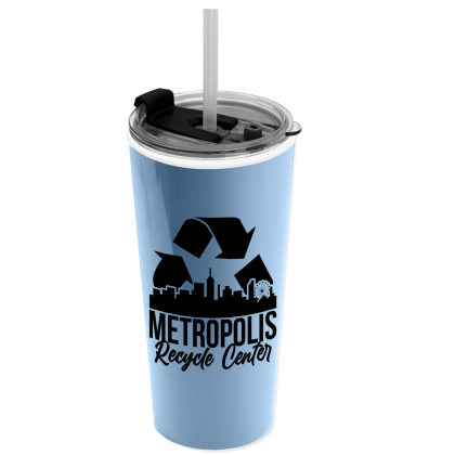 The Roadmaster Custom 18 oz. Travel Tumbler 2-in-1 Flip - Straw Hole Lid - Slate Blue The Roadmaster Custom 18 oz. Travel Tumbler 2-in-1 Flip - Straw Hole Lid - Slate Blue